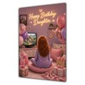 Happy Birthday Daughter Ginger Hair Pink TV Bedroom Card A5