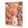 1st Birthday Card Girl Giraffe Zebra Granddaughter Daughter Large A5 Size