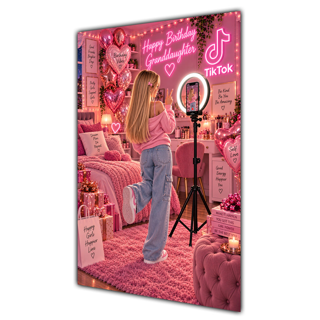 Happy Birthday Granddaughter Blonde Hair Pink Selfie Card A5