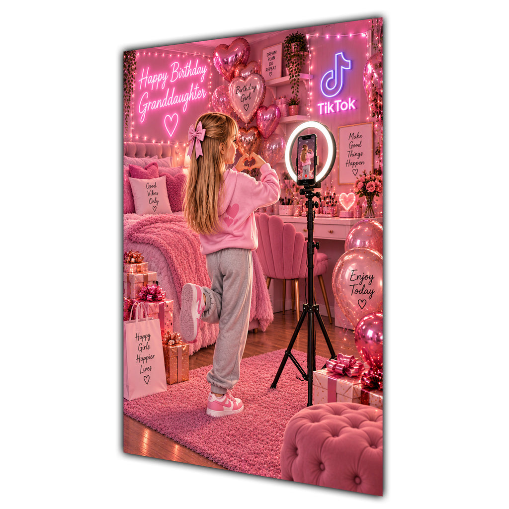 Happy Birthday Granddaughter Blonde Hair Pink Selfie Card A5