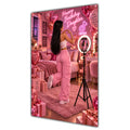 Happy Birthday Daughter Black Hair Pink Selfie Card A5