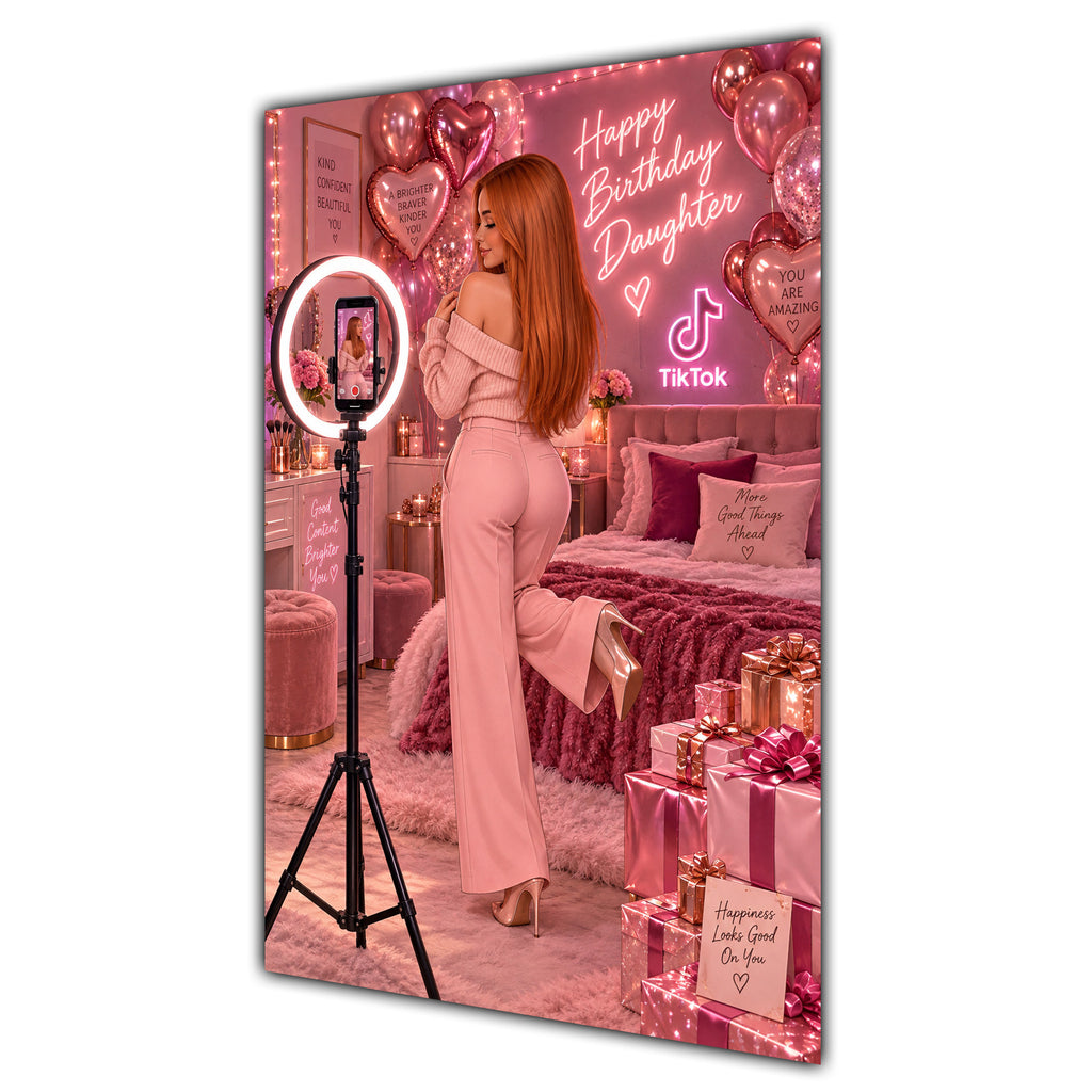 Happy Birthday Daughter Ginger Hair Pink Selfie Card A5