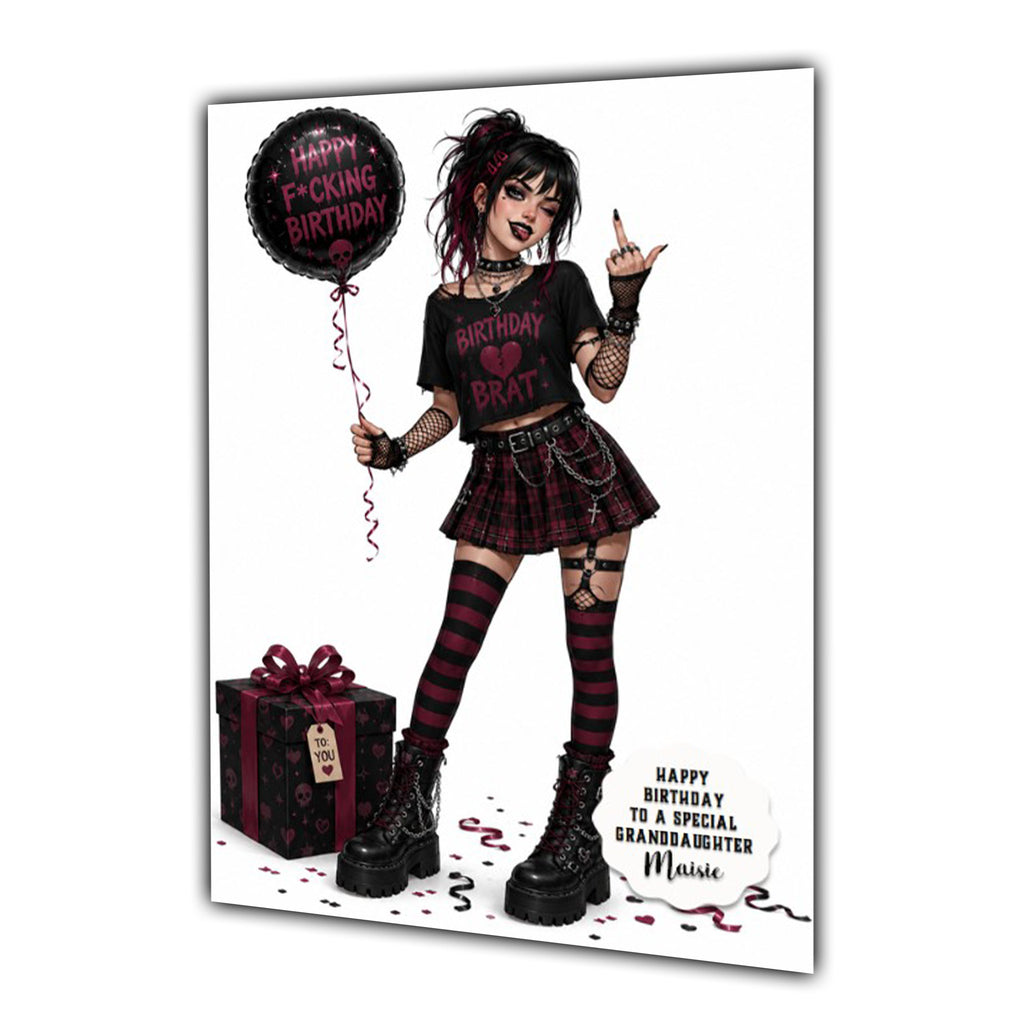 Personalised Birthday Card Girls Goth Gothic Granddaughter Daughter A5 Size