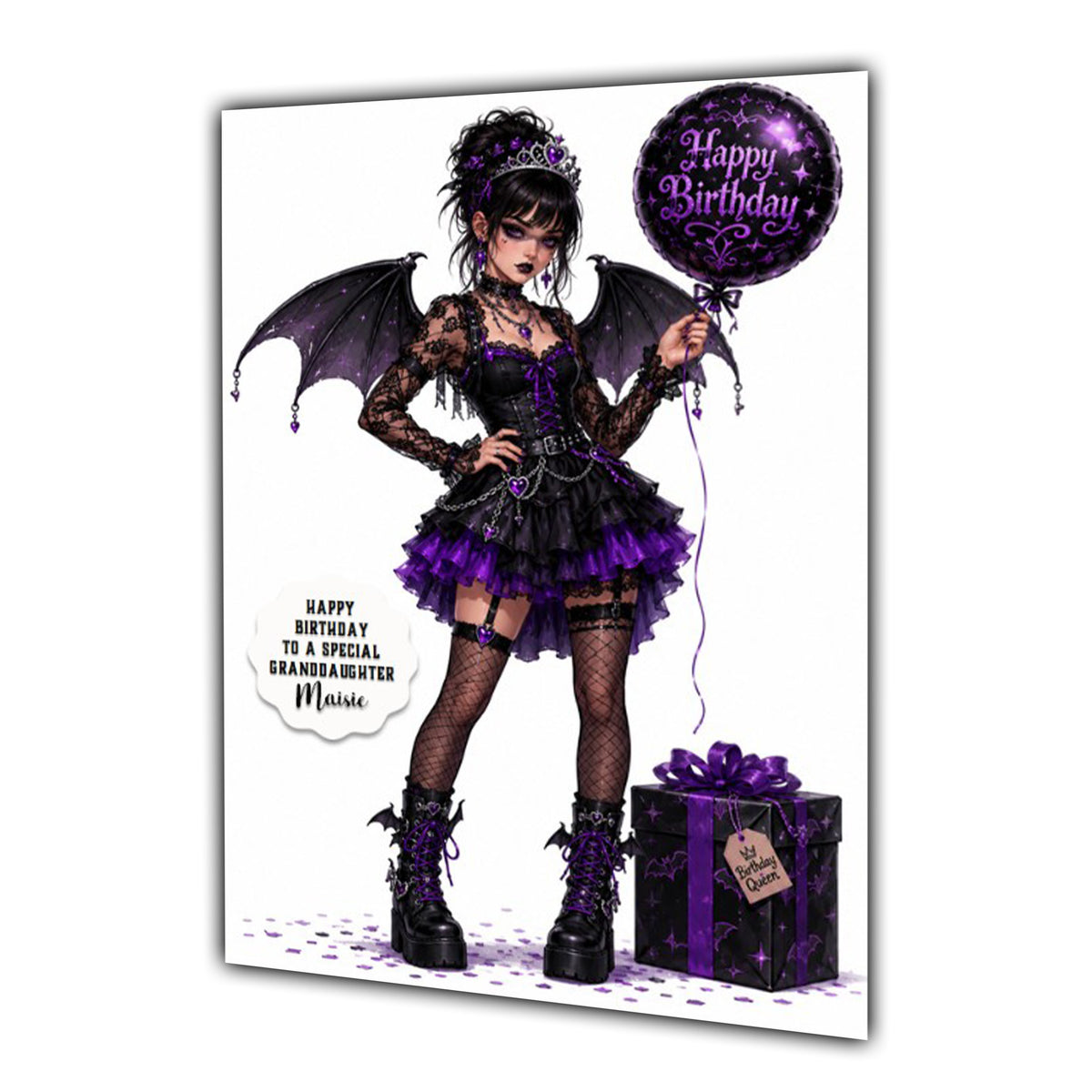 Personalised Birthday Card Girls Goth Gothic Granddaughter Daughter A5 Size