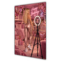 Happy Birthday Blonde Hair Pink Selfie Card A5