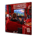 Grandson Birthday Card Gamer Red Beanbag Pizza