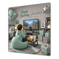 Grandson Birthday Card Gamer Mint Green Beanbag