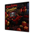 Grandson Birthday Card Gamer Red Gold Desk
