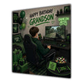 Grandson Birthday Card Gamer Green Black Gaming Chair