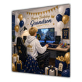Grandson Birthday Card Gamer Blue Gold White Hoodie