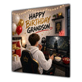 Grandson Birthday Card Gamer Black Gold White Hoodie