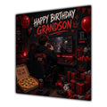 Grandson Birthday Card Gamer 21 Red Black Room