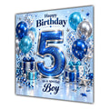 Boy 5th Birthday Card Blue Silver Balloons Stars