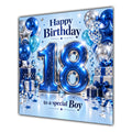 Boy 18th Birthday Card Blue Silver Balloons Stars