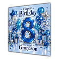 Grandson 8th Birthday Card Blue Silver Balloons Stars