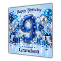 Grandson 9th Birthday Card Blue Silver Balloons Stars