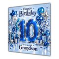 Grandson 10th Birthday Card Blue Silver Balloons Stars