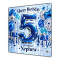 Nephew 5th Birthday Card Blue Silver Balloons Stars
