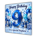 Nephew 9th Birthday Card Blue Silver Balloons Stars