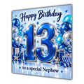 Nephew 13th Birthday Card Blue Silver Balloons Stars