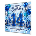 Nephew 14th Birthday Card Blue Silver Balloons Stars