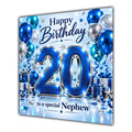 Nephew 20th Birthday Card Blue Silver Balloons Stars