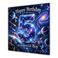 Boy 5th Birthday Card Space Galaxy Planets Stars