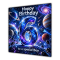 Boy 6th Birthday Card Space Galaxy Planets Stars
