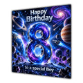 Boy 8th Birthday Card Space Galaxy Planets Stars