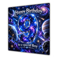 Boy 9th Birthday Card Space Galaxy Planets Stars