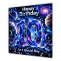 Boy 10th Birthday Card Space Galaxy Planets Stars