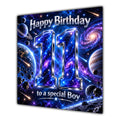 Boy 11th Birthday Card Space Galaxy Planets Stars