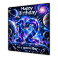 Boy 12th Birthday Card Space Galaxy Planets Stars