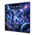 Boy 13th Birthday Card Space Galaxy Planets Stars