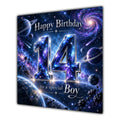 Boy 14th Birthday Card Space Galaxy Planets Stars