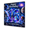 Boy 16th Birthday Card Space Galaxy Planets Stars