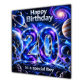 Boy 20th Birthday Card Space Galaxy Planets Stars