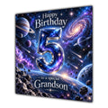 Grandson 5th Birthday Card Space Galaxy Planets Stars