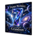 Grandson 7th Birthday Card Space Galaxy Planets Stars
