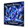 Grandson 9th Birthday Card Space Galaxy Planets Stars