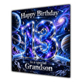 Grandson 13th Birthday Card Space Galaxy Planets Stars