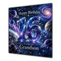 Grandson 16th Birthday Card Space Galaxy Planets Stars
