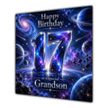 Grandson 17th Birthday Card Space Galaxy Planets Stars