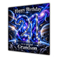 Grandson 21st Birthday Card Space Galaxy Planets Stars