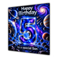 Son 5th Birthday Card Space Galaxy Planets Stars