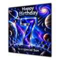 Son 7th Birthday Card Space Galaxy Planets Stars