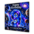 Son 9th Birthday Card Space Galaxy Planets Stars