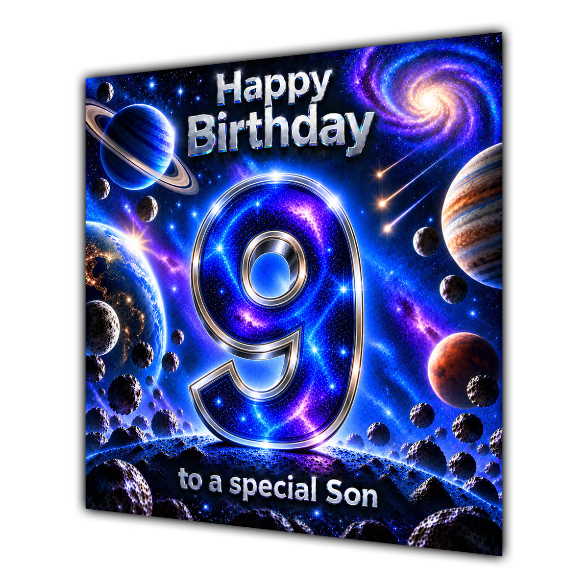 Son 9th Birthday Card Space Galaxy Planets Stars