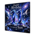 Son 11th Birthday Card Space Galaxy Planets Stars