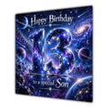 Son 13th Birthday Card Space Galaxy Planets Stars